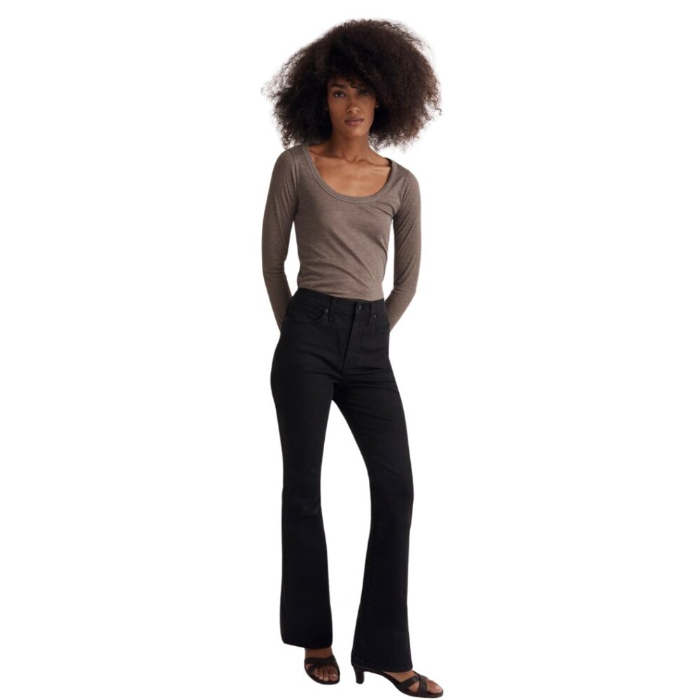 MADEWELL Skinny Flare Jeans in Black Frost Wash | Size 30